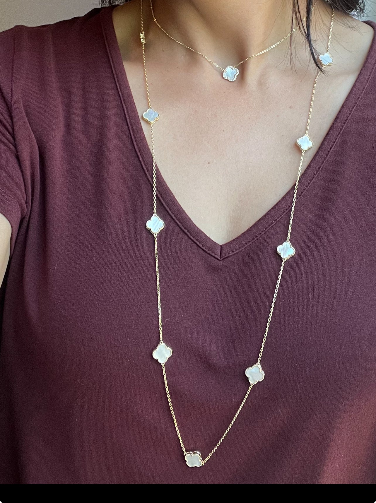 Long Clover Mother of Pearl necklace